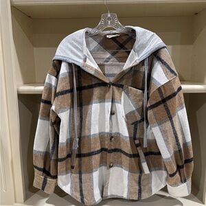 Altar'd State Brown Plaid Hooded Jacket